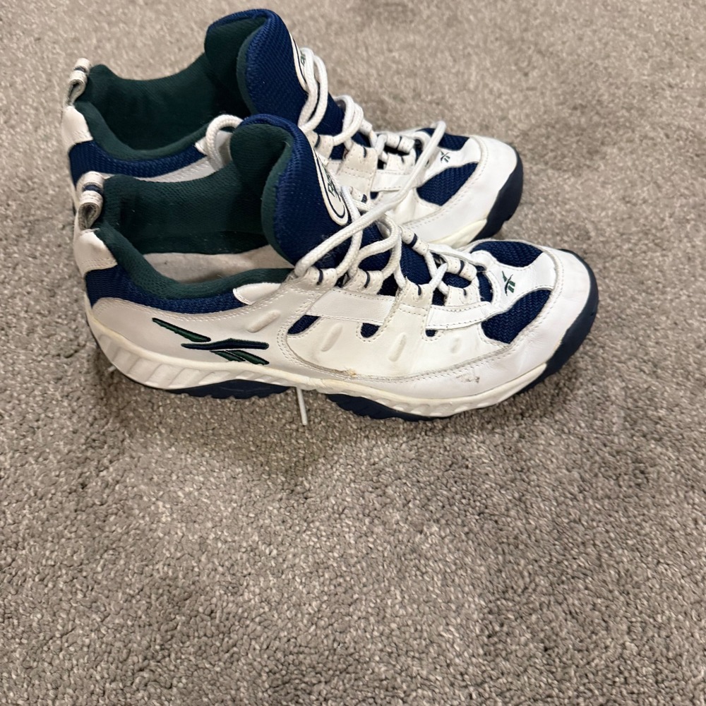 Reebok Women's White Navy Green Athletic Shoes Size 10 Casual Sneakers - Picture 2 of 10